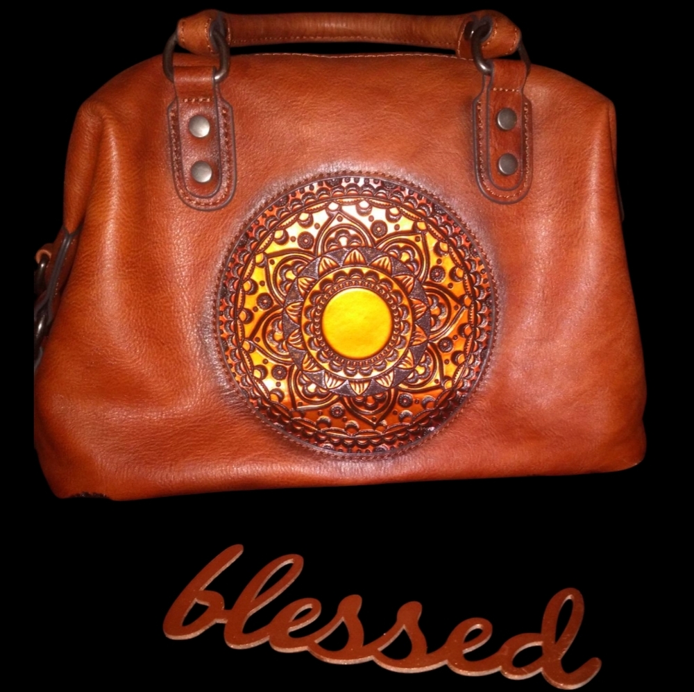 Brown leather Mandela Handbag